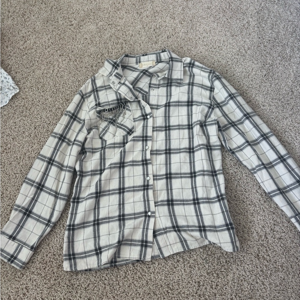 Altar'd State Black and White Plaid Shirt